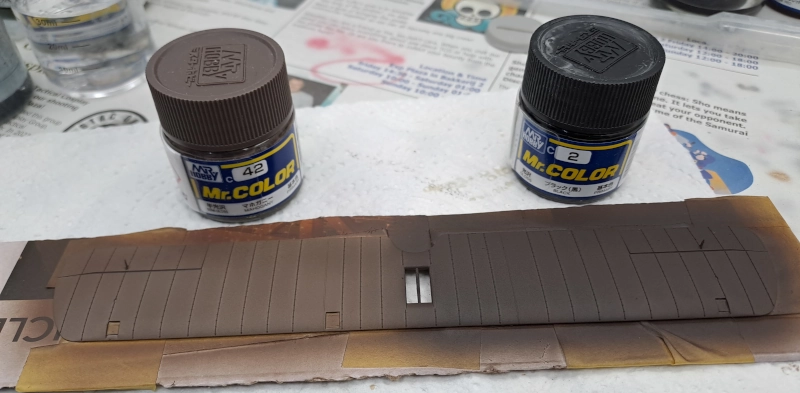 Adjusted mahogany with black for the main colour