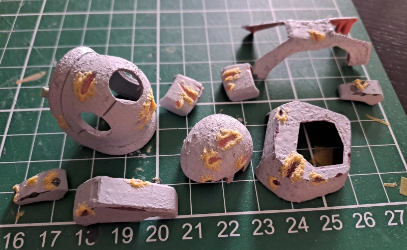 Epoxy putty op de randen van schade