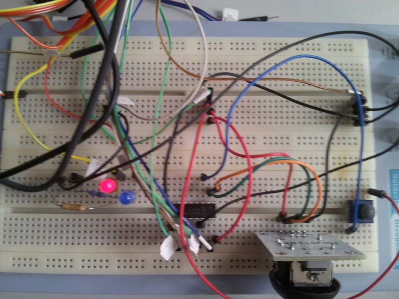 Breadboard with components top view